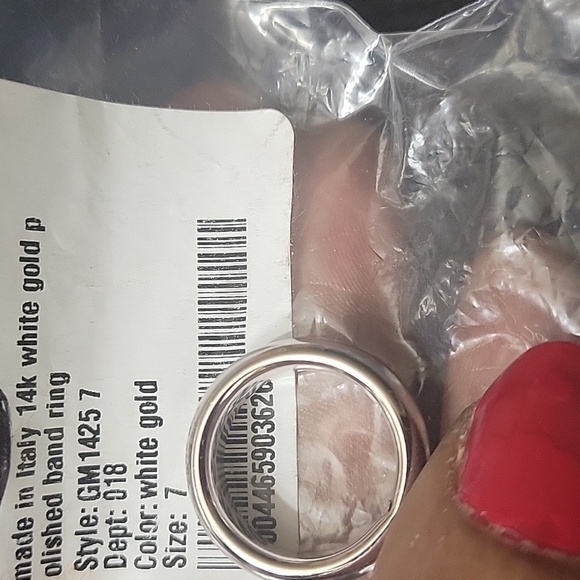 14k WHITE  GOLD POLISHED BAND RING ITALY SIZE   7 or 10 NEW - Picture 3 of 4